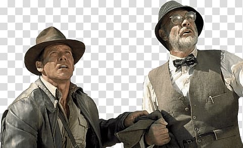 two men looking above the sky, Indiana Jones transparent background PNG clipart