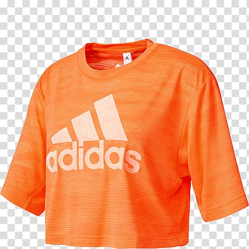 T-shirt Adidas Clothing Crop top, Orange T-shirt Design transparent background PNG clipart