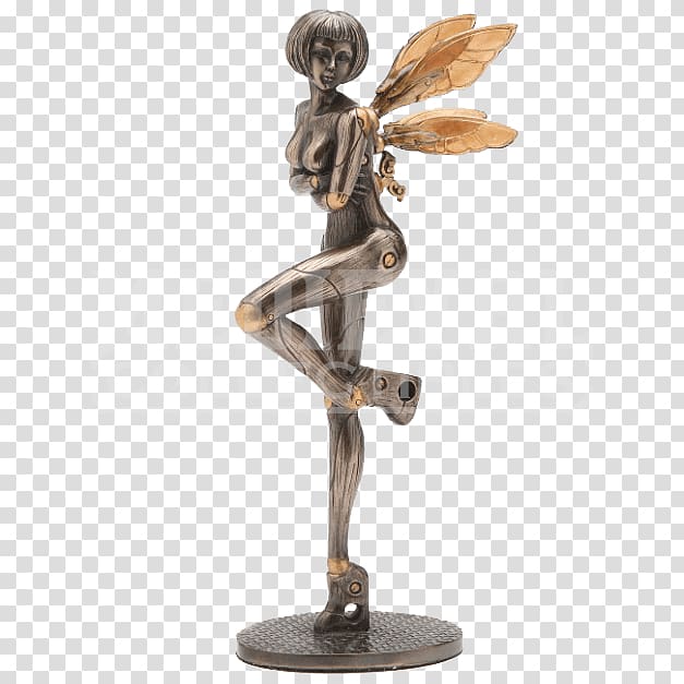 Bronze sculpture Statue Steampunk Fairy Figurine, Zen Sitting transparent background PNG clipart