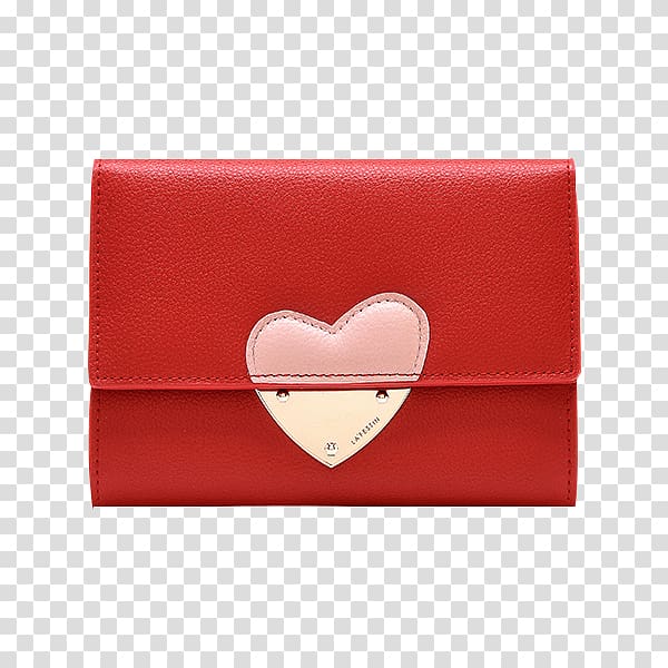 Wallet Coin purse Handbag, Lady red heart-shaped wallet wallet transparent background PNG clipart