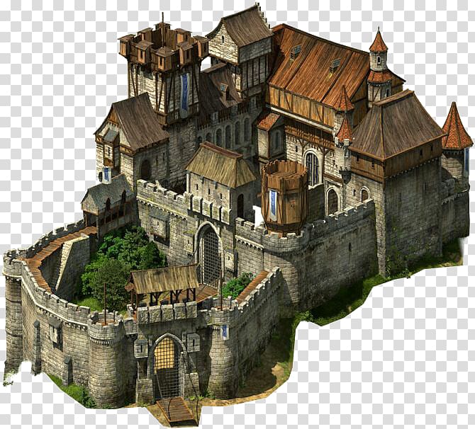 gray and brown castle illustration, Tribal Wars 2 User Thumbnail Computer file, European medieval castle transparent background PNG clipart