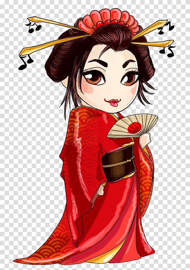 Japan Geisha Illustration, Geisha transparent background PNG clipart