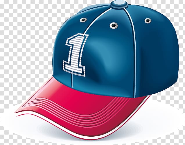 Baseball cap Sport Golf Icon, Blue baseball cap red edge transparent background PNG clipart