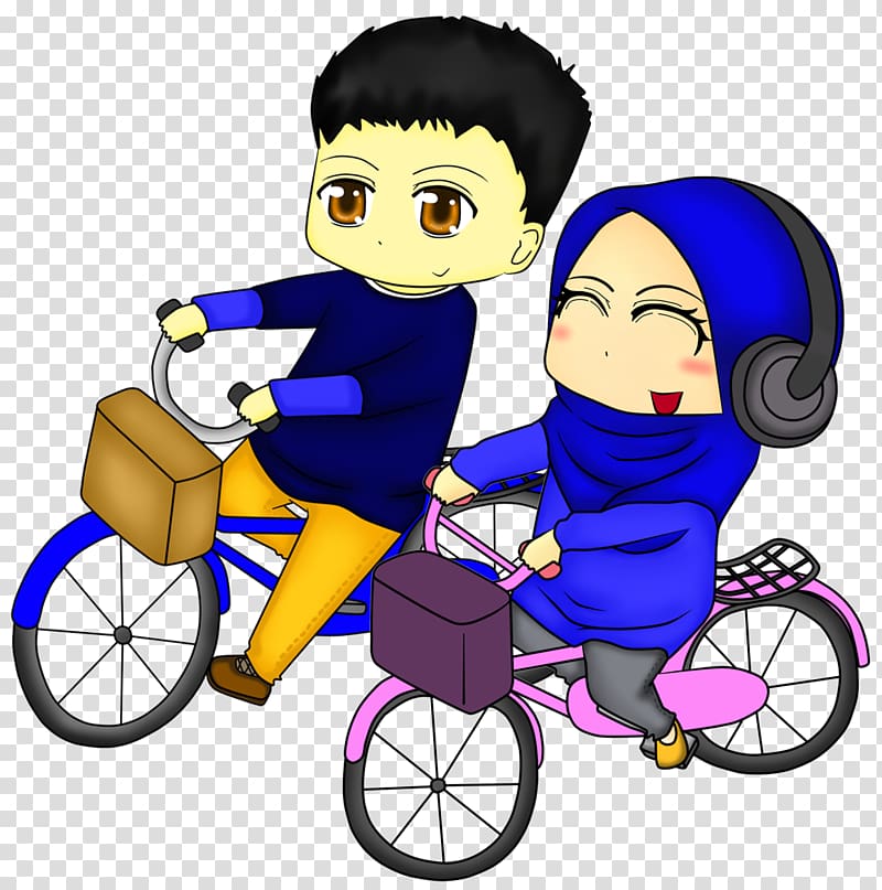 Bicycle Cartoon Doodle , couple Islam transparent background PNG clipart