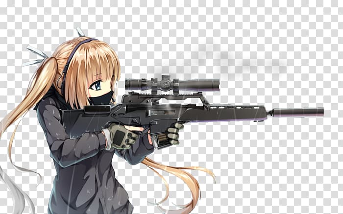 Sniper rifle Anime Drawing, Anime transparent background PNG clipart