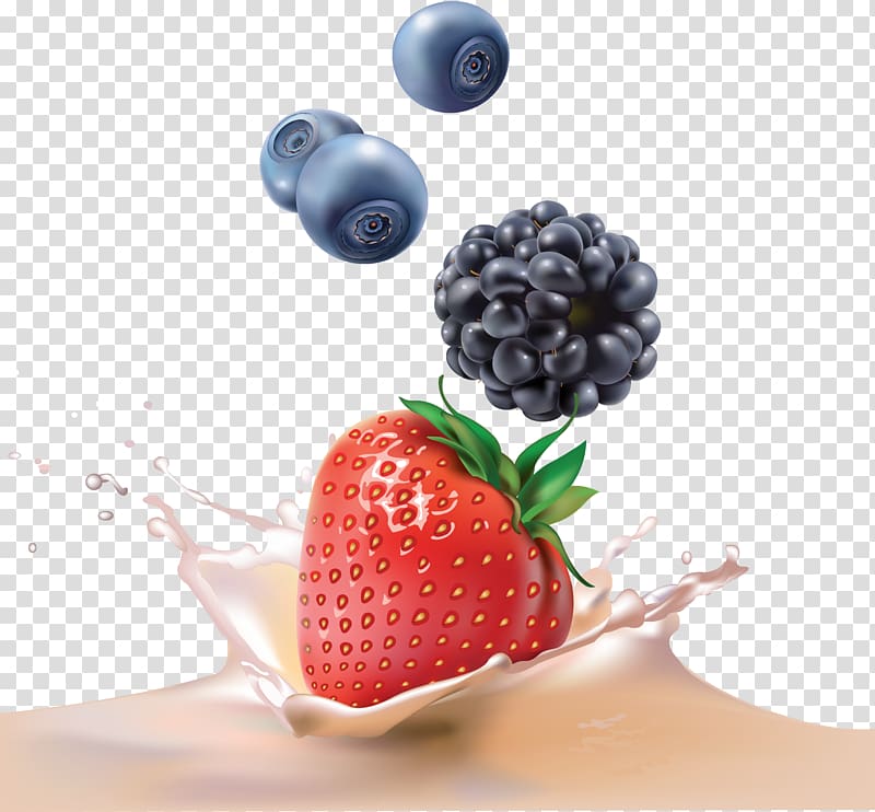 Strawberry Milk Blueberry, yogurt transparent background PNG clipart