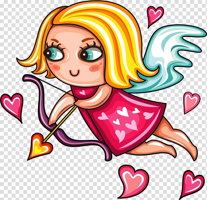 Cartoon Line art Cupid , Hand-painted angels transparent background PNG clipart