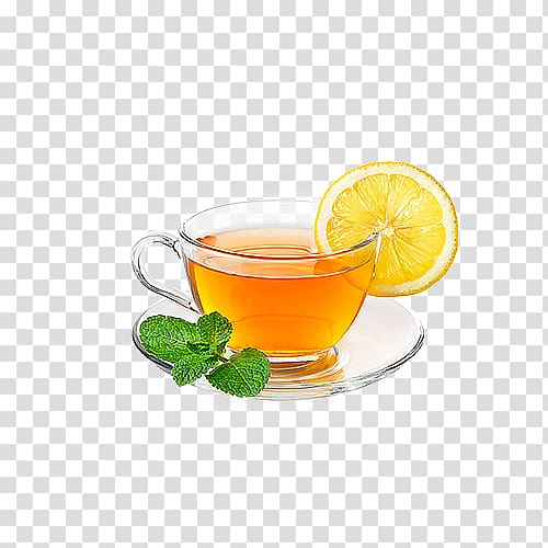 tea with lemon garnish, Green tea Juice Ginger tea Masala chai, Hot lemon tea transparent background PNG clipart