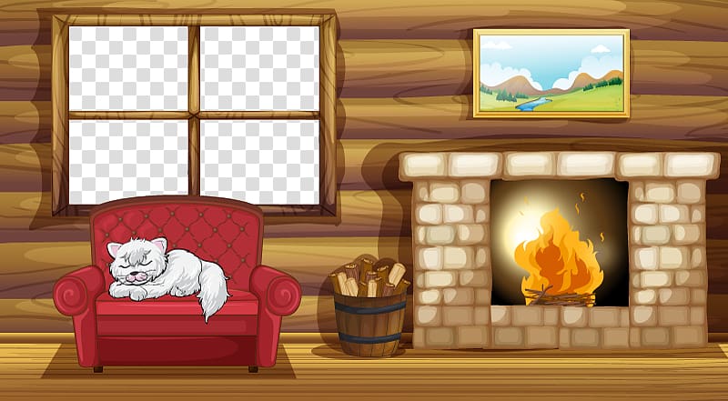 Fireplace Living room , Cartoon warm winter wooden material transparent background PNG clipart
