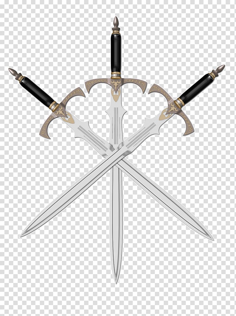 three black and grey handle swords illustration, Sword Weapon Arma bianca Shield, Model sword transparent background PNG clipart