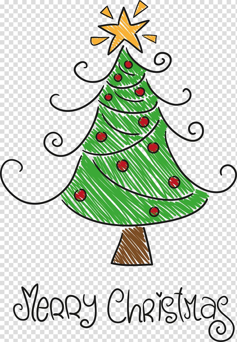 Santa Claus Drawing Christmas tree, Hand-painted Christmas tree transparent background PNG clipart