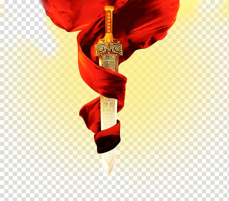 Northern Wei Eastern Wei Western Wei China Handian Group, Red silk ribbon with a sword transparent background PNG clipart