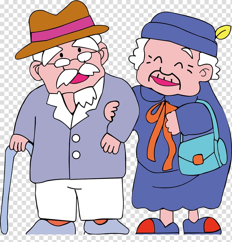man and woman standing together illustration, Old age Icon, old couple transparent background PNG clipart