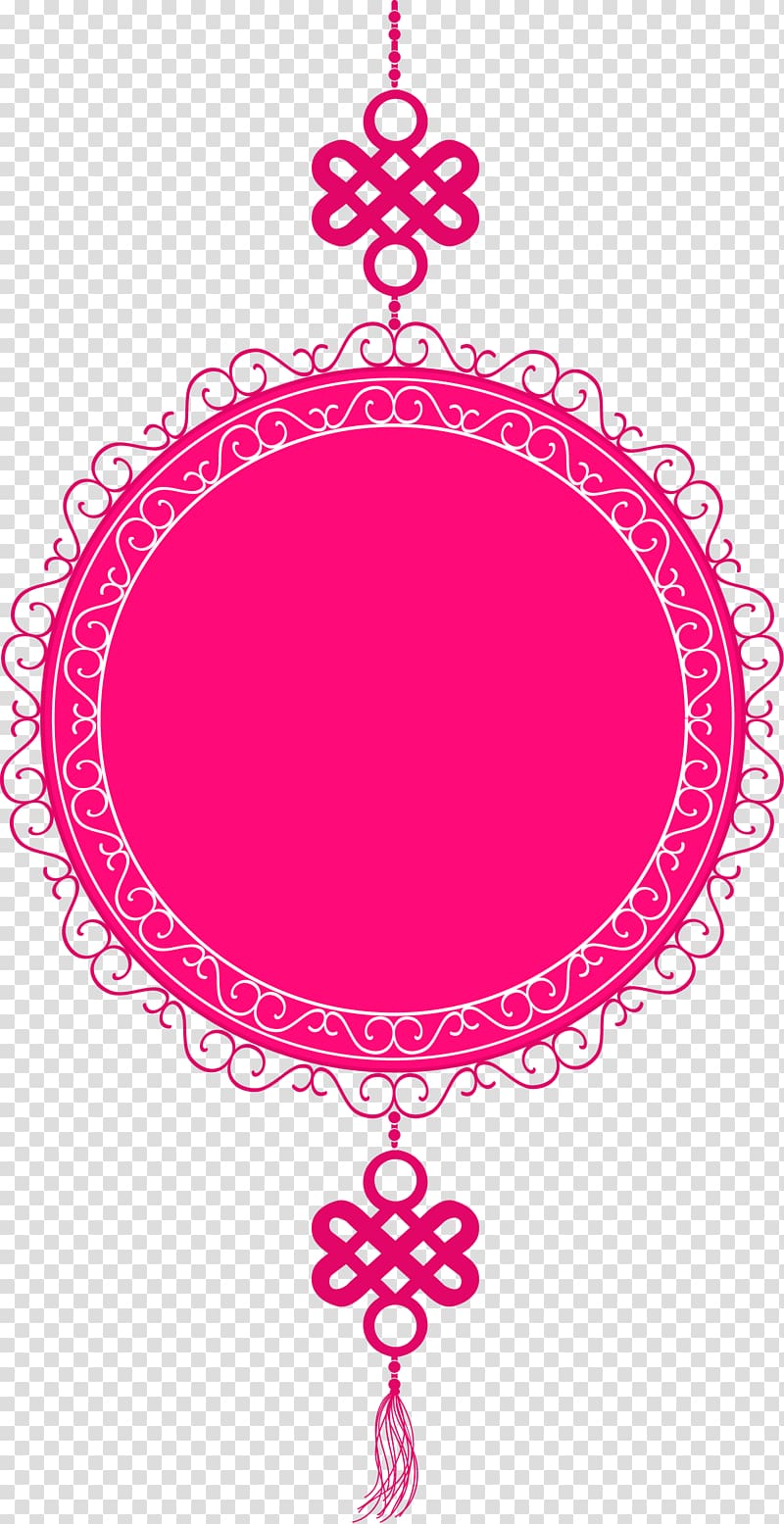 round pink hanging decor, Chinese cuisine Chinese New Year Chinese calendar , Red Chinese Wind Circle Decorative Patterns transparent background PNG clipart