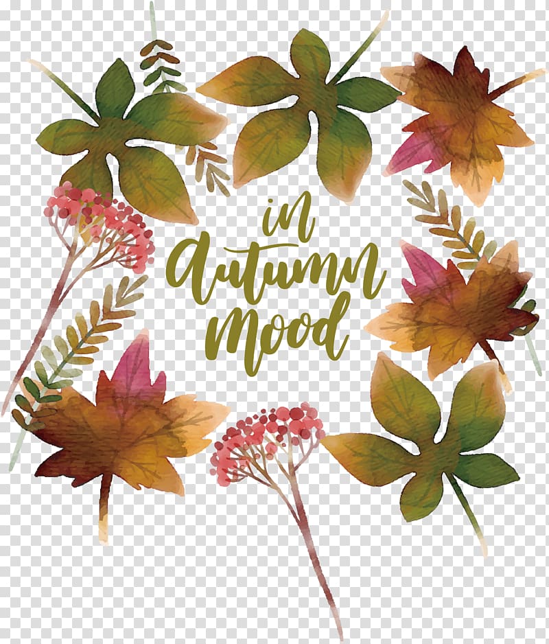 Autumn Leaf Watercolor painting Deciduous, Romantic little fresh autumn leaves transparent background PNG clipart