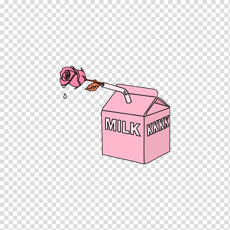 pink rose and pink milk carton illustration, Aesthetics Art Drawing , aesthetic effect transparent background PNG clipart