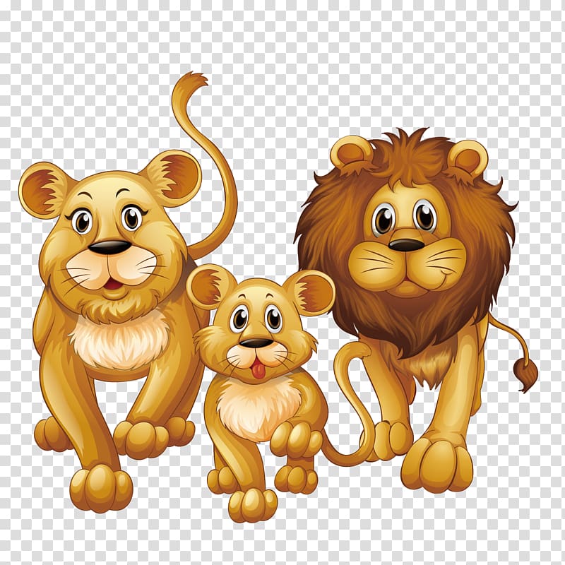 lion illustration, Lion , Lovely Lion Family transparent background PNG clipart