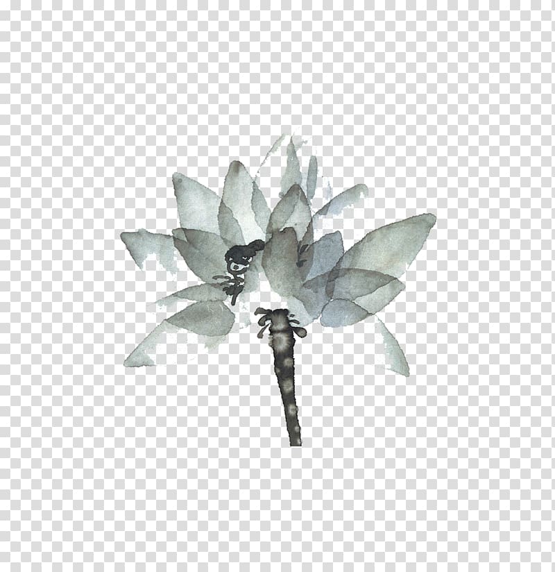 Ink wash painting, Lotus transparent background PNG clipart