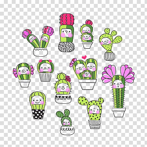 Cactaceae Drawing Illustration, Cartoon Cactus transparent background PNG clipart