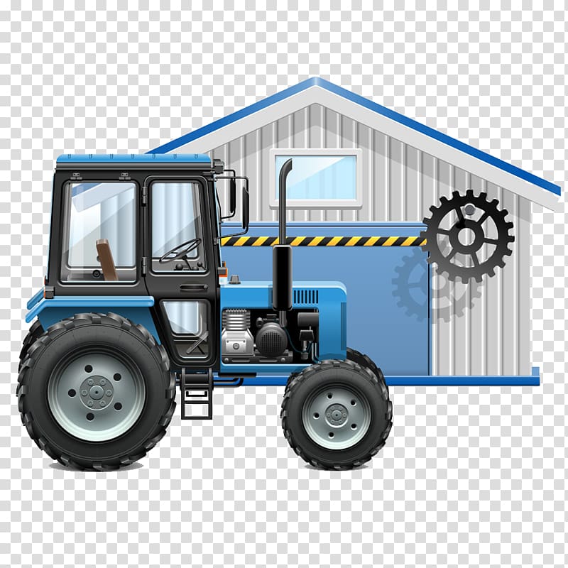 Baler Hay Agriculture , Tractors and hand-painted cartoon cartoon house transparent background PNG clipart