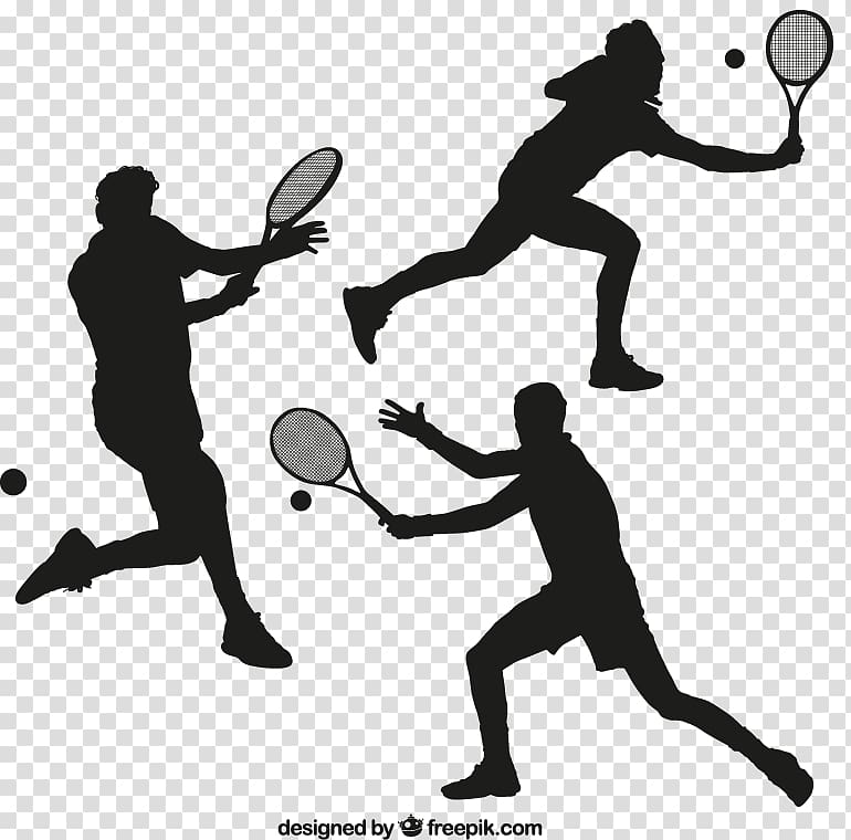person playing tennis illustration, Tennis player Silhouette Racket, Tennis silhouette figures material transparent background PNG clipart