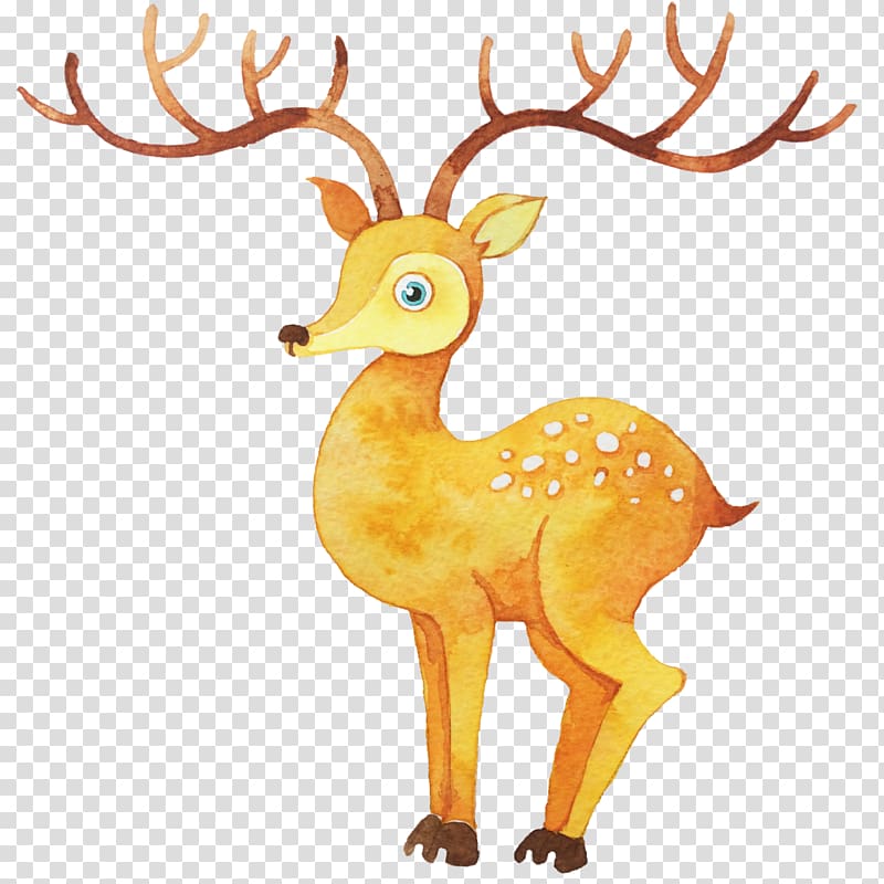 Watercolor painting Illustration, Watercolor deer transparent background PNG clipart