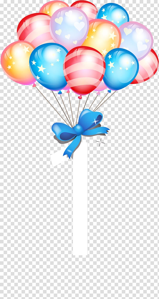 party balloons with ribbon illustration, Birthday cake Balloon Gift, birthday balloons transparent background PNG clipart