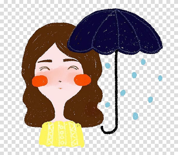 Umbrella Rain Illustration, Cartoon umbrella girl transparent background PNG clipart