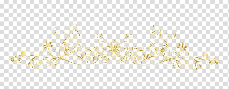 White Pattern, European gold frame lines, yellow floral transparent background PNG clipart