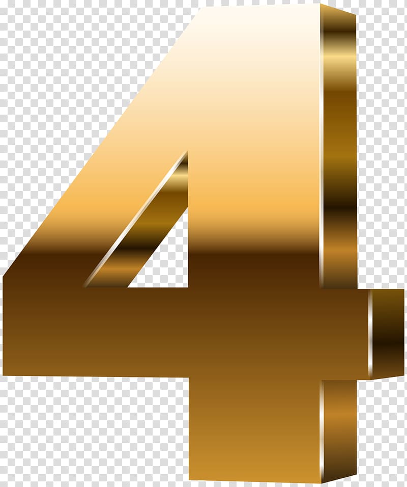 gold number ''4'' illustration, 3D computer graphics , Number Four 3D Gold transparent background PNG clipart