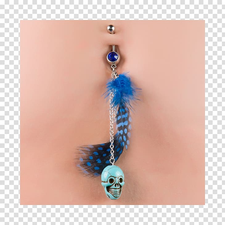 Earring Body Jewellery Feather Bead Turquoise, belly button hoop transparent background PNG clipart