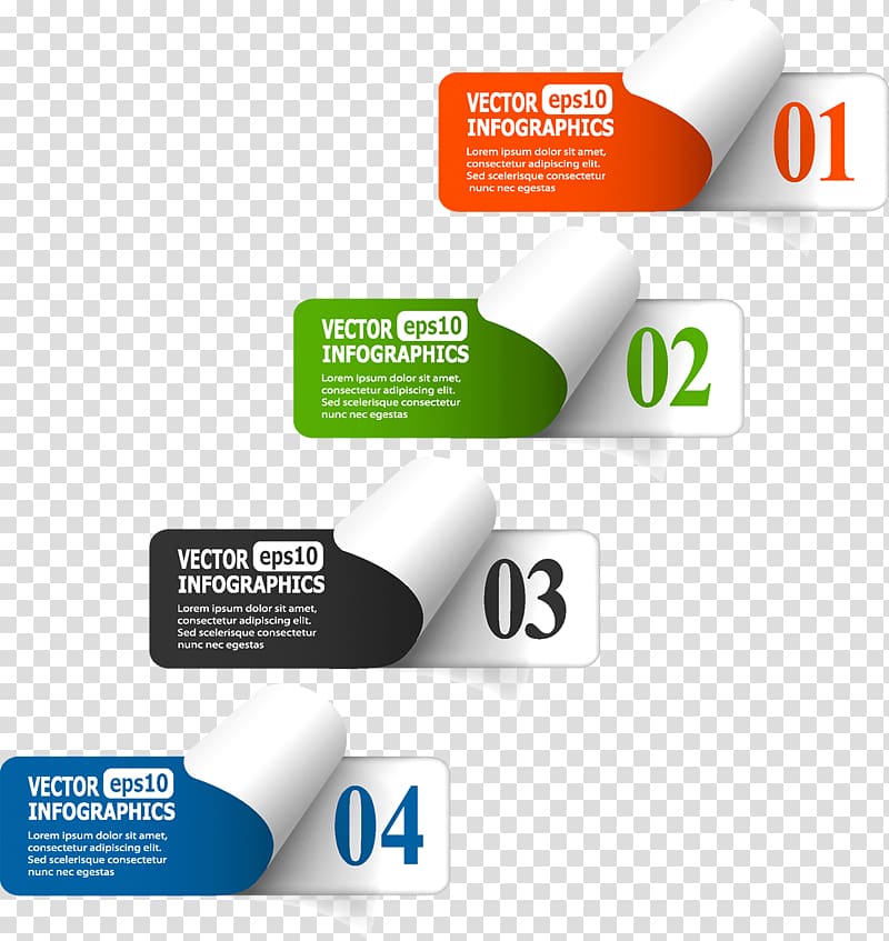 four assorted-color Infographics illustration, Paper Infographic Information Label, Business Information schematic diagram transparent background PNG clipart