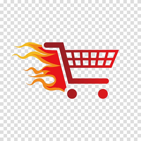 shopping cart illustration, Shopping Icon, Cartoon supermarket shopping cart,flame,decoration transparent background PNG clipart