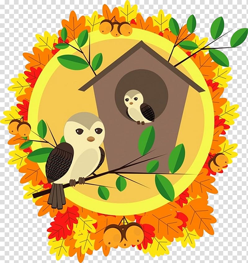 Bird Autumn , Cartoon Bird\'s Nest transparent background PNG clipart