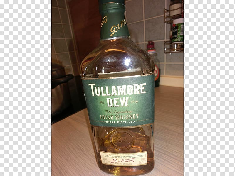 Liqueur Irish whiskey Tullamore Dew Blended whiskey, bottle transparent background PNG clipart