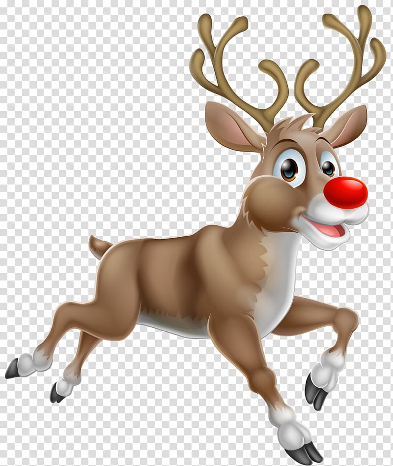 Rudolph The Red Nosed Reindeer illustration, Rudolph Santa Claus's reindeer Santa Claus's reindeer, Christmas Rudolph transparent background PNG clipart