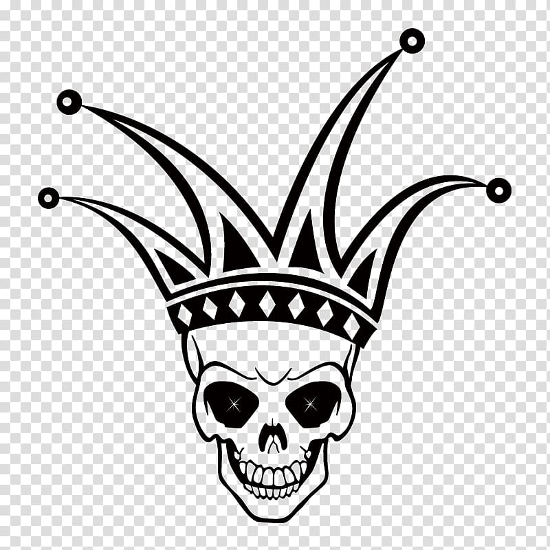 Harlequin Skull Clown, Skull King poker king size transparent background PNG clipart