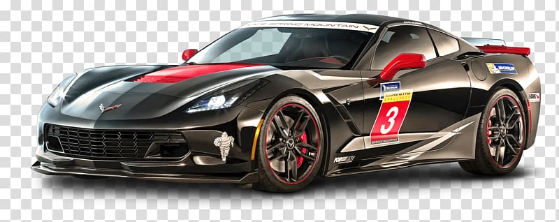 black Chevrolet Corvette coupe, Racing Corvette transparent background PNG clipart