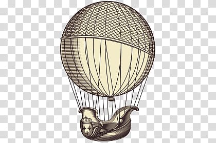beige and black airship illustration, Retro Hot Air Balloon transparent background PNG clipart