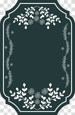 green and white floral frame, Retro borders simple transparent background PNG clipart thumbnail