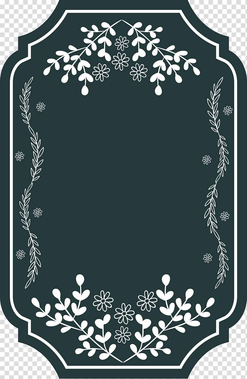 green and white floral frame, Retro borders simple transparent background PNG clipart