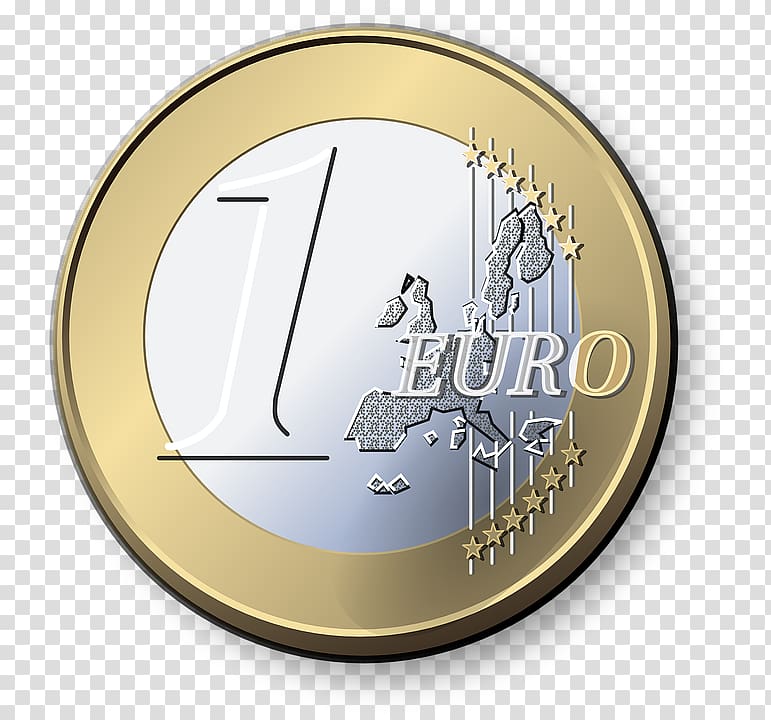 silver-and-gold-colored 1 Euro coin, 1 euro coin Euro coins , euro transparent background PNG clipart