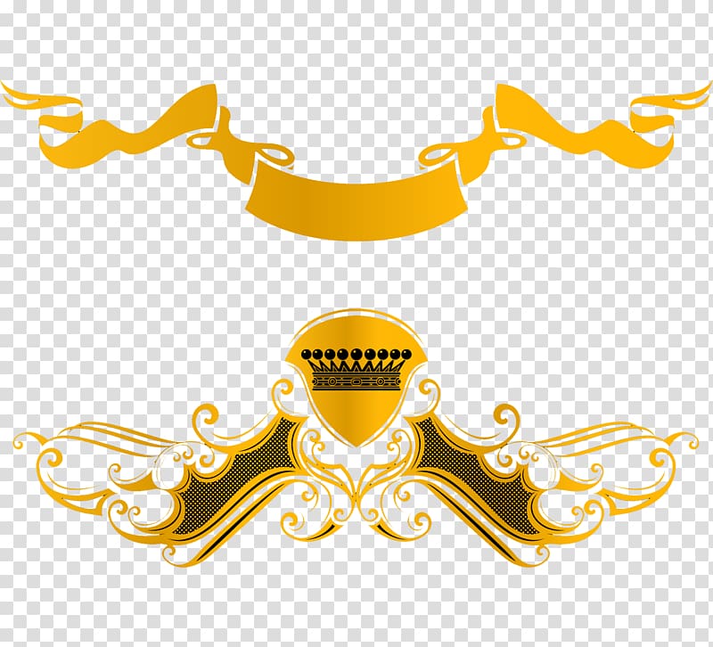 Euclidean Ribbon , Gold ribbon decoration elements transparent background PNG clipart