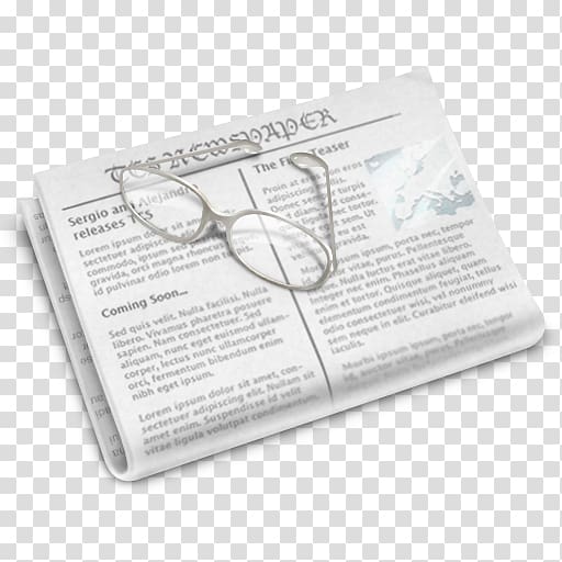 text material paper, Newspaper, eyeglasses on newspaper transparent background PNG clipart