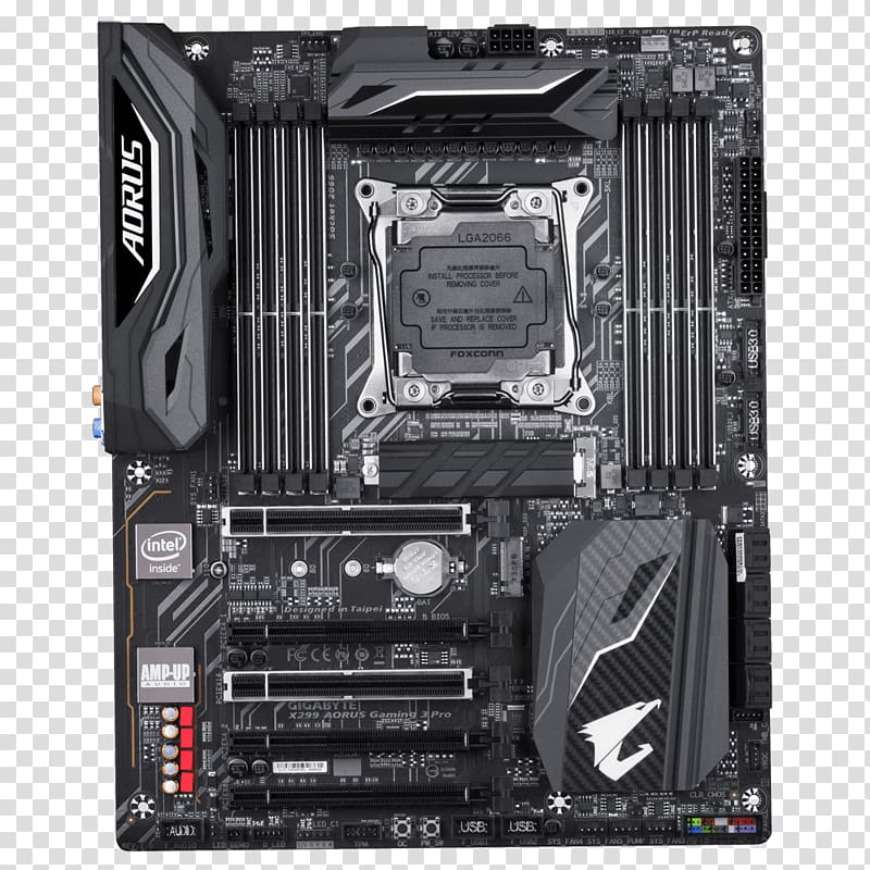 TOP Gaming Motherboard X299 AORUS Gaming 9 LGA 2066 Intel X299 Gigabyte X299 AORUS GAMING 3 Pro, Computer transparent background PNG clipart