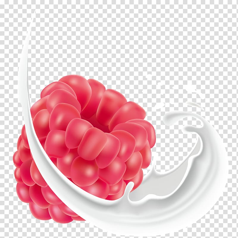 Red raspberry Milk Fruit, Hand-painted raspberry transparent background PNG clipart