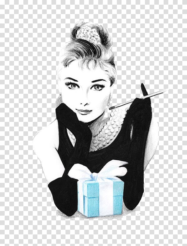 Audrey Hepburn sketch, Black and white Hepburn transparent background PNG clipart
