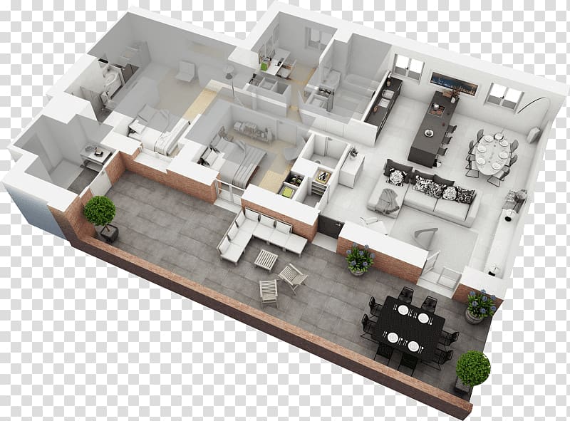 3D floor plan House plan, house transparent background PNG clipart