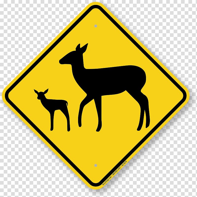 Mule deer Antler Traffic sign Illustration, Deer Crossing transparent background PNG clipart