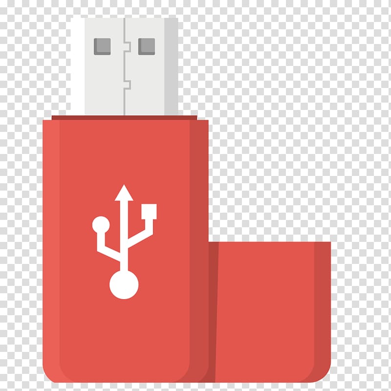 USB flash drive, Red USB transparent background PNG clipart